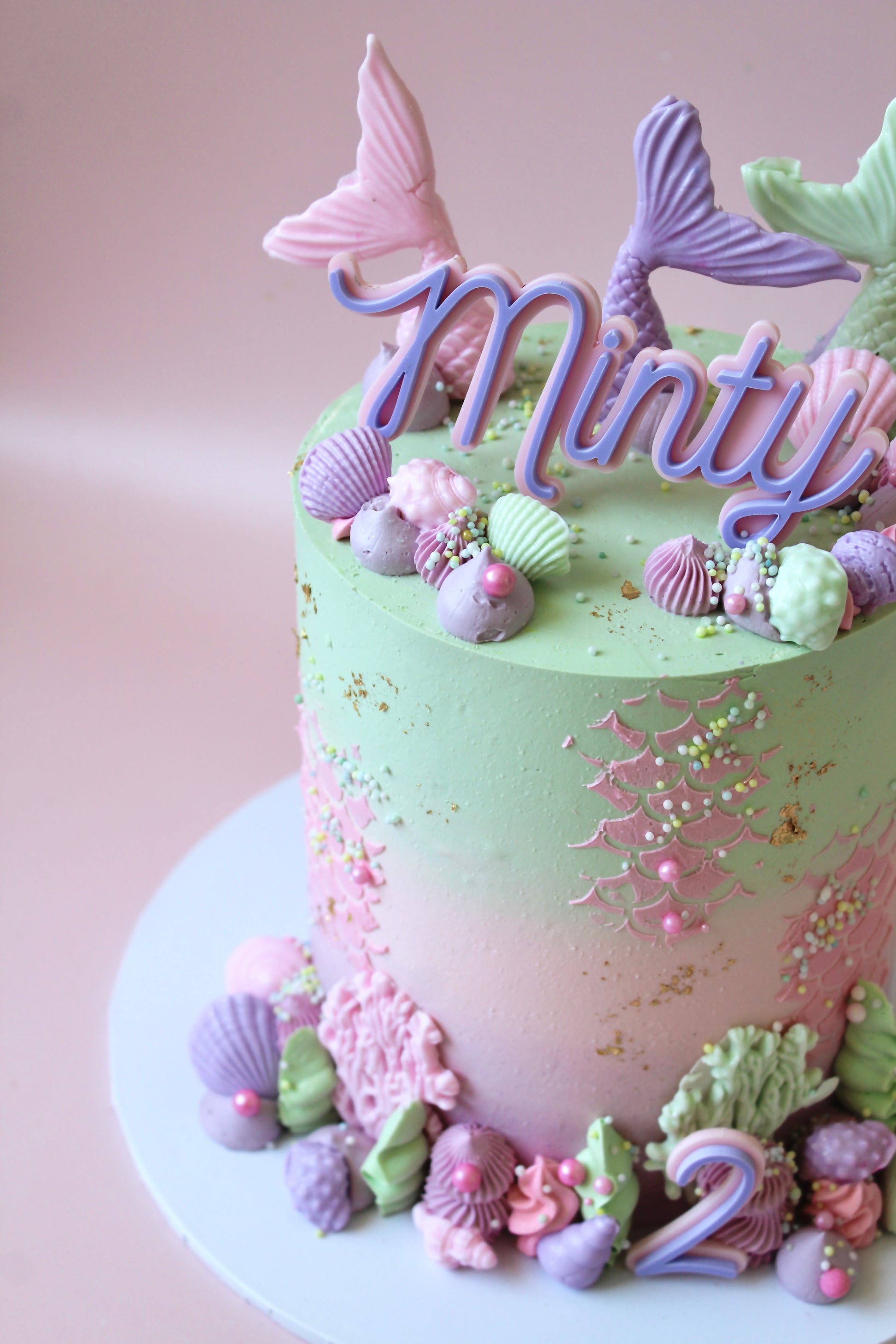 Buttercream mermaid themed cake by Sweet Street Cakery